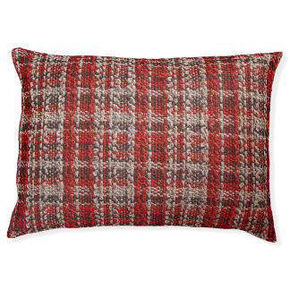 Red Tartan Fabric: Textured Background Pet Bed