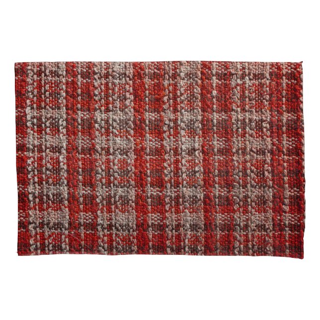 Red Tartan Fabric: Textured Background Pillow Case (Front)