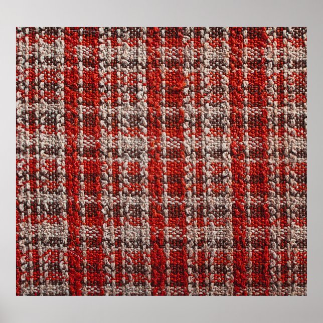 Red Tartan Fabric: Textured Background Poster (Front)