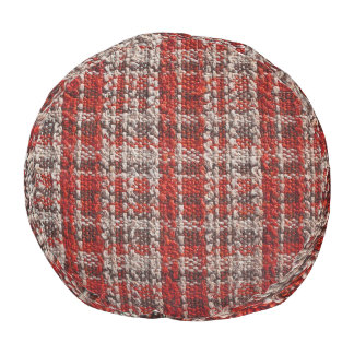 Red Tartan Fabric: Textured Background Pouf