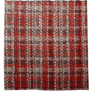 Red Tartan Fabric: Textured Background Shower Curtain