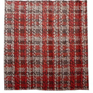 Red Tartan Fabric: Textured Background Shower Curtain