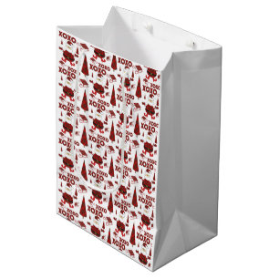 Red Tartan Fashion Santa Pattern Medium Gift Bag