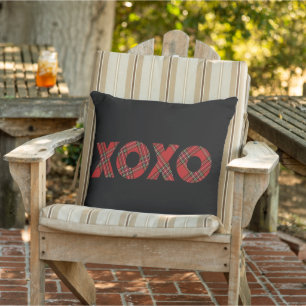 Red Tartan Holiday Pattern Outdoor Pillow