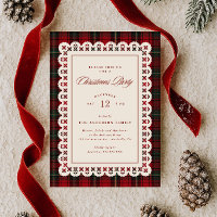 Red Tartan Lace Stitch Frame Christmas Party