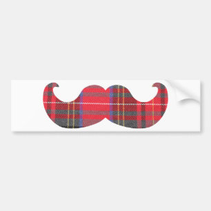 Red Tartan Mustache Bumper Sticker