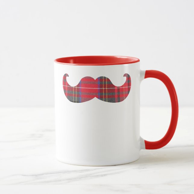 Red Tartan Mustache Mug (Right)