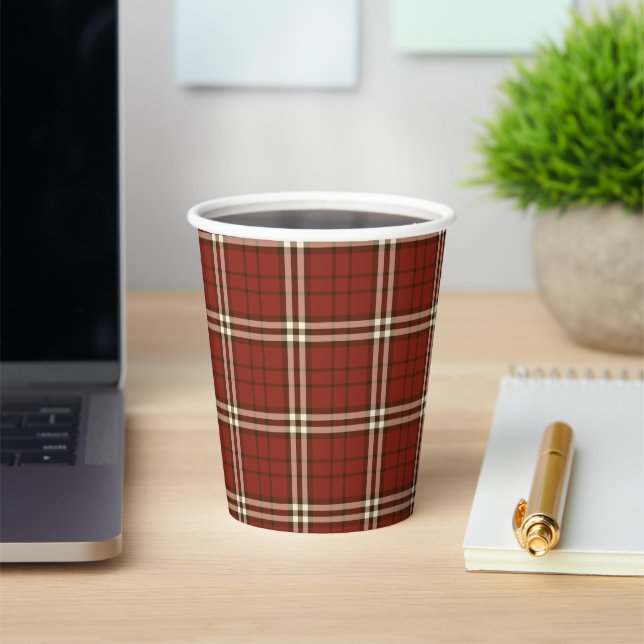 Red Tartan Paper Cups (Insitu)