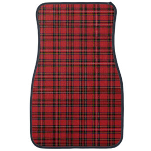 Red Tartan Plaid Car Mats (Front) (set of 2)