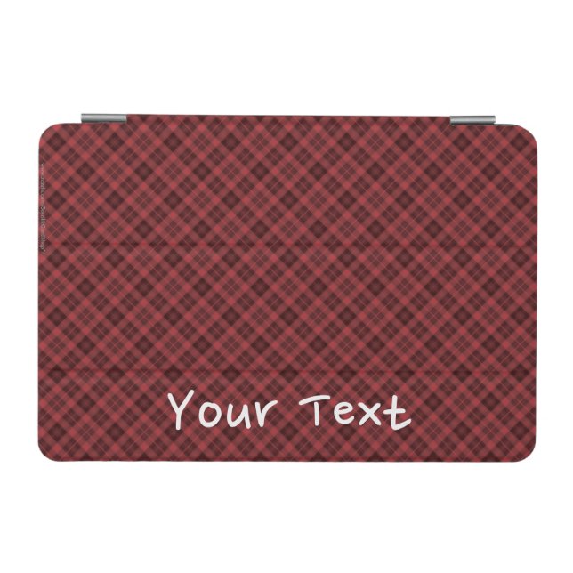 Red Tartan Plaid Case, Personalized Name iPad Mini Cover (Horizontal)