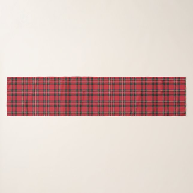 Red Tartan Plaid Chiffon Scarf (Front (Horizontal))