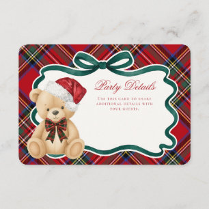 Red Tartan Plaid Christmas Bear Details Enclosure Card