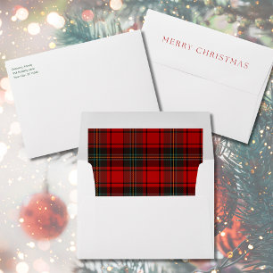 Red Tartan Plaid Christmas Envelope