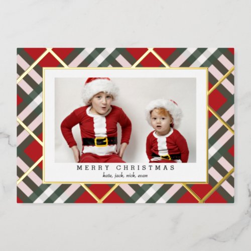 Red Tartan Plaid Christmas Foil Holiday Card