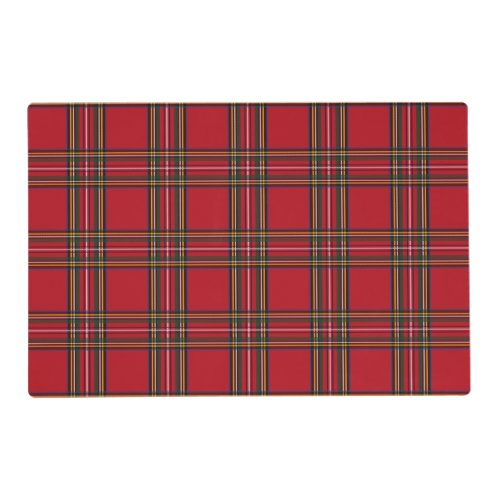 Red Tartan Plaid Double Sided Print Placemat