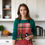 Red Tartan Plaid Faux Pocket Spoon & Whisk Apron<br><div class="desc">Red & green tartan plaid pattern faux stitched front pocket apron. Design features a cute red & green tartan plaid pattern with a faux front stitched pocket. A whisk and heart spoon are popping out from the faux front pocket. On the front of the pocket replace with your name "Kitchen"...</div>