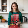 Red Tartan Plaid Faux Pocket Spoon & Whisk Apron