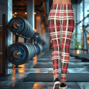Red Tartan Plaid Fitness Leggings