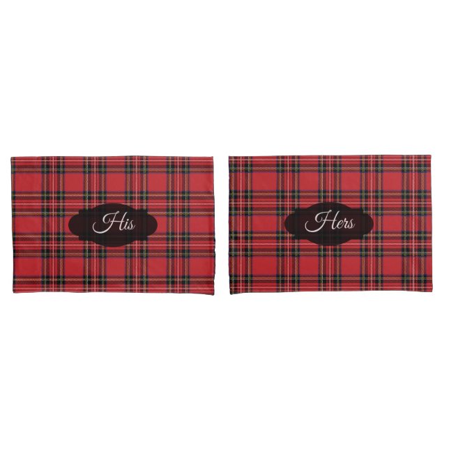 Red Tartan Plaid His & Hers Pillowcases, Standard Pillow Case (Front-Set)