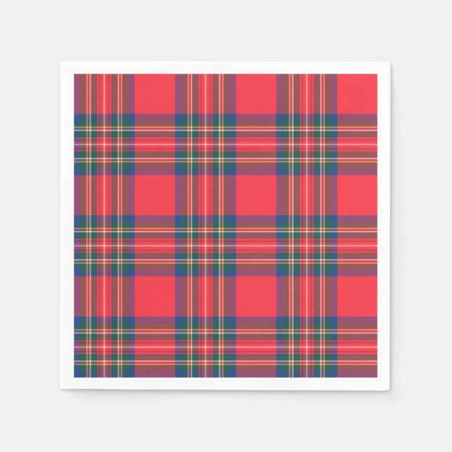 Red Tartan Plaid Holiday Classic Festive Colorful Napkins (Front)