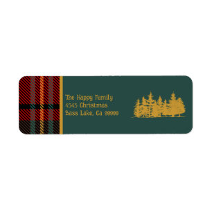 Red Tartan Plaid Merry Christmas  Label