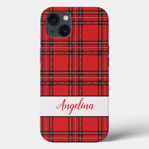 Red Tartan Plaid Pattern iPhone 13 Case