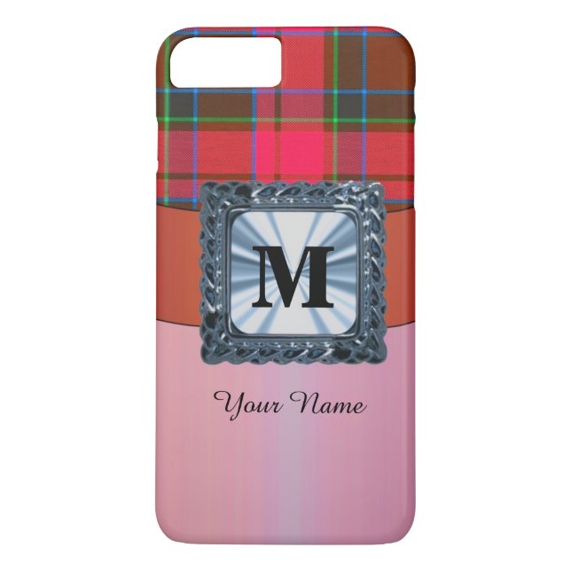 Red tartan plaid personalized monogram Case-Mate iPhone case (Back)