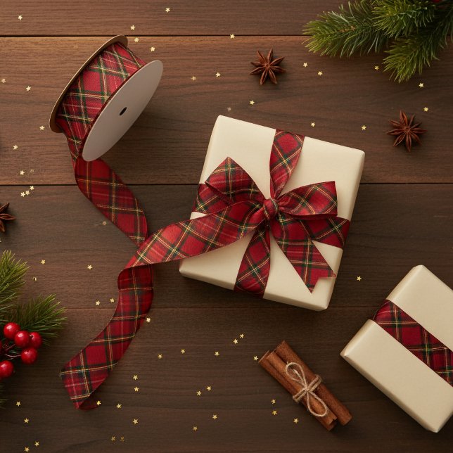Red Tartan Plaid Ribbon – Holiday Gift Wrap (Red Tartan Plaid Ribbon – Holiday Gift Wrapping Ribbon)