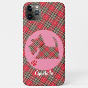 Red Tartan Plaid Scottie Dog Cute Dog Personalized iPhone 11 Pro Max Case