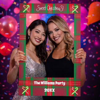Red Tartan Plaid - Sweet Christmas - Candy Cane - Selfie Frame