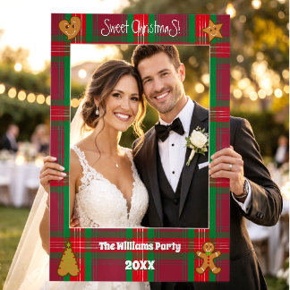 Red Tartan Plaid-Sweet Christmas-Gingerbread Pals- Selfie Frame