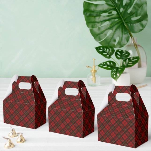 Red tartan plaid winter Christmas pattern holidays Favor Boxes (Multiple)