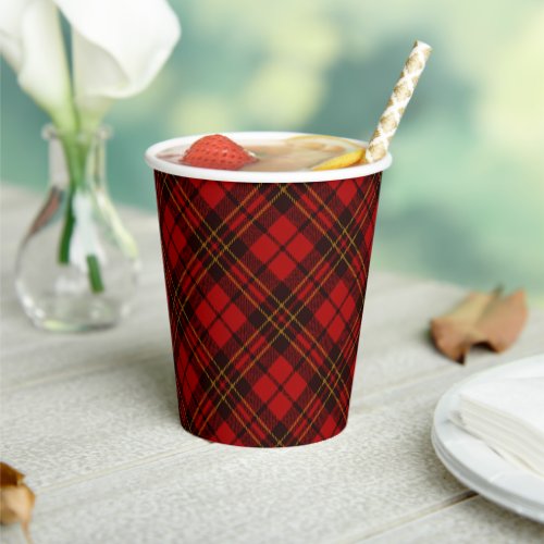 Red tartan plaid winter Christmas pattern holidays Paper Cups