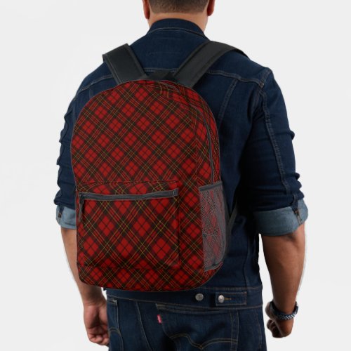 Red tartan plaid winter elegant pattern printed backpack