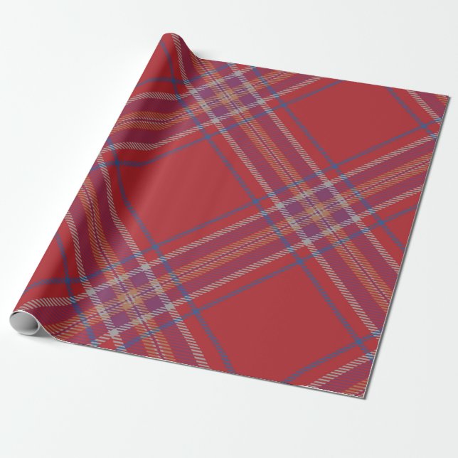 Red Tartan Plaid Wrapping Paper (Unrolled)