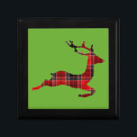 Red Tartan reindeer Scottish Christmas Gift Box<br><div class="desc">A cute image of vintage Scottish inspired tartan reindeer in traditional red color against a Christmas green background. Traditional and hip for the Christmas season.</div>
