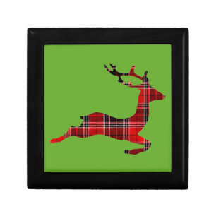 Red Tartan reindeer Scottish Christmas Gift Box