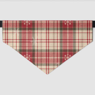 Red Tartan Snowflake Pet Bandana – Classic Holiday Collar