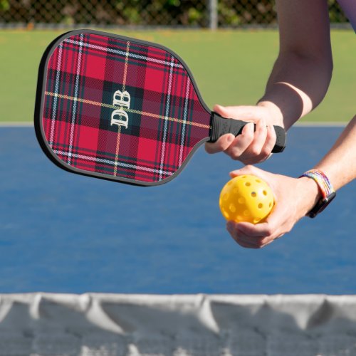 Red Tartan wout Name or Initials Pickleball Paddle