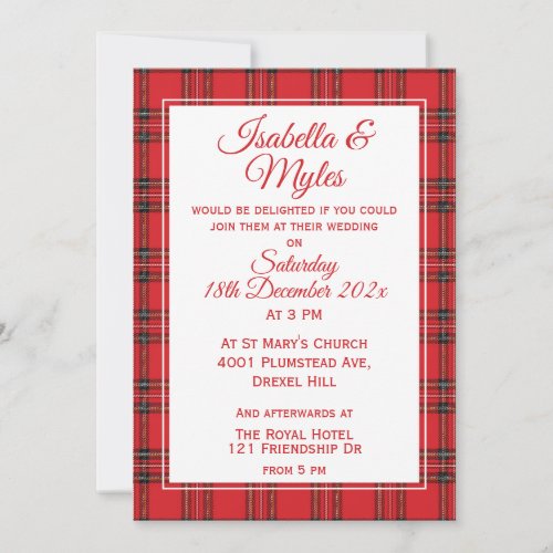 Red Tartan Wedding Invitation