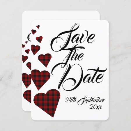 Red Tartan Wedding Save The Date Invitation