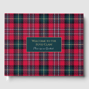 Red Tartan with customizable text  Guest Book