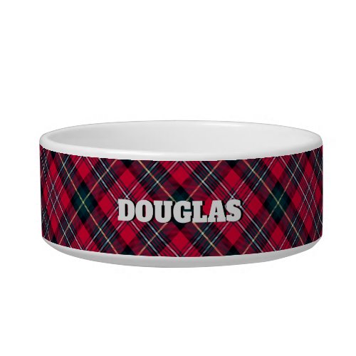 Red Tartan with or without Dogs Name Bowl