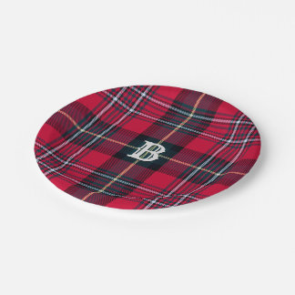 Red Tartan with (or without) Monogram Paper Plates