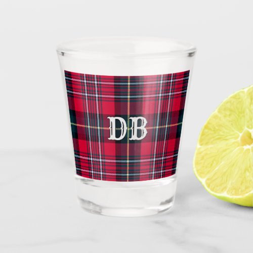 Red Tartan with or without your Initials or Name Shot Glass