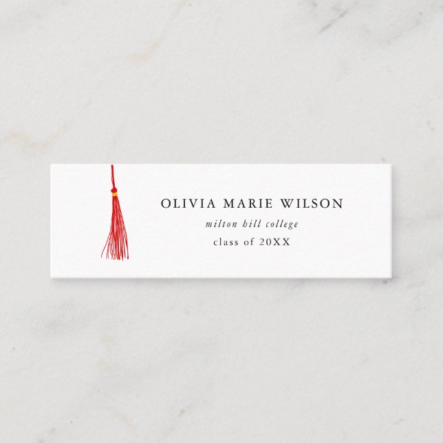 Red Tassel Graduation Name Card (Front)