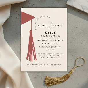 Red Tassel High School Graduation Party Invitation