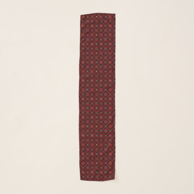 Red Tatreez Arab Thobe Artwork Pattern  Scarf (Front)