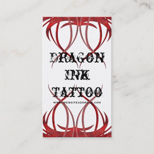 Customizable Red Tattoo Designed Business Cards
