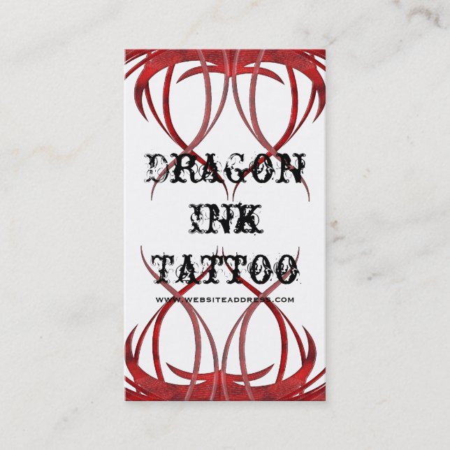Red Tattoo Designed Business Cards (Front)